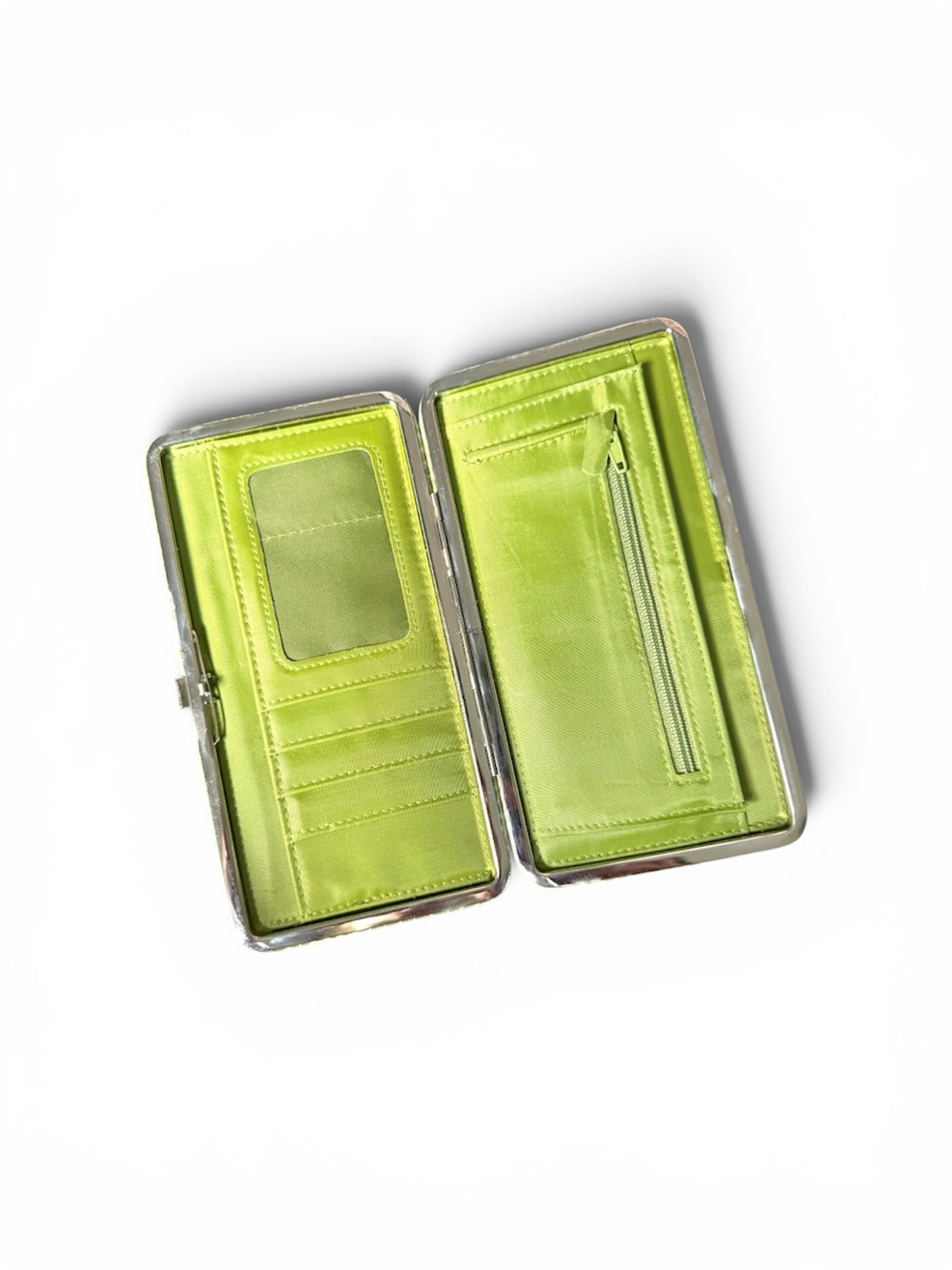 Urban Outfitters Faux Snake Skin Lime Green Clasp Wallet
